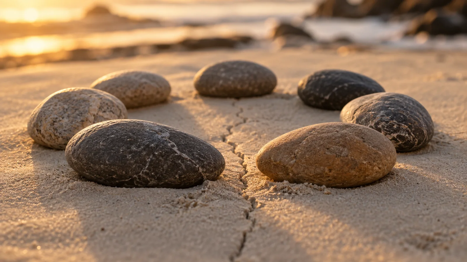 Steinkreis mit feinem Riss im Sand als Sinnbild für einen angesprochenen Teamkonflikt